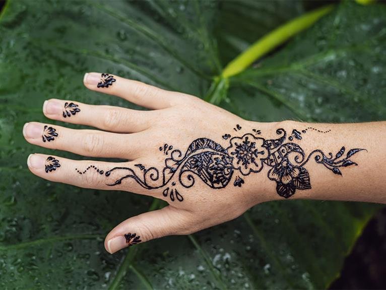 intricate paisley inspired henna pattern